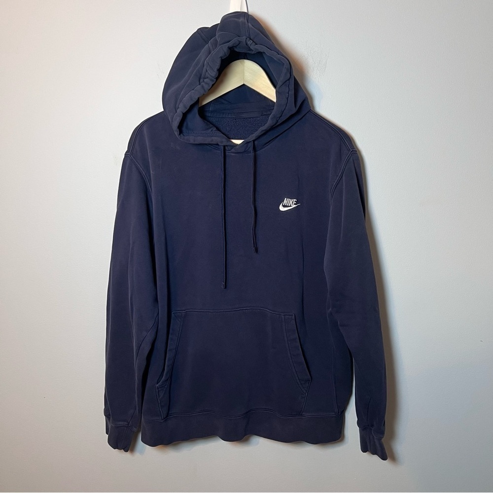 Nike Sportswear Club Fleece Hoodie Men’s L Navy Blue Sweatshirt Pullover BV2654